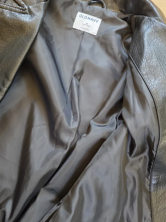 NWT Old Navy Faux Leather Biker Jacket Black Women's Size 2X - Picture 8 of 9